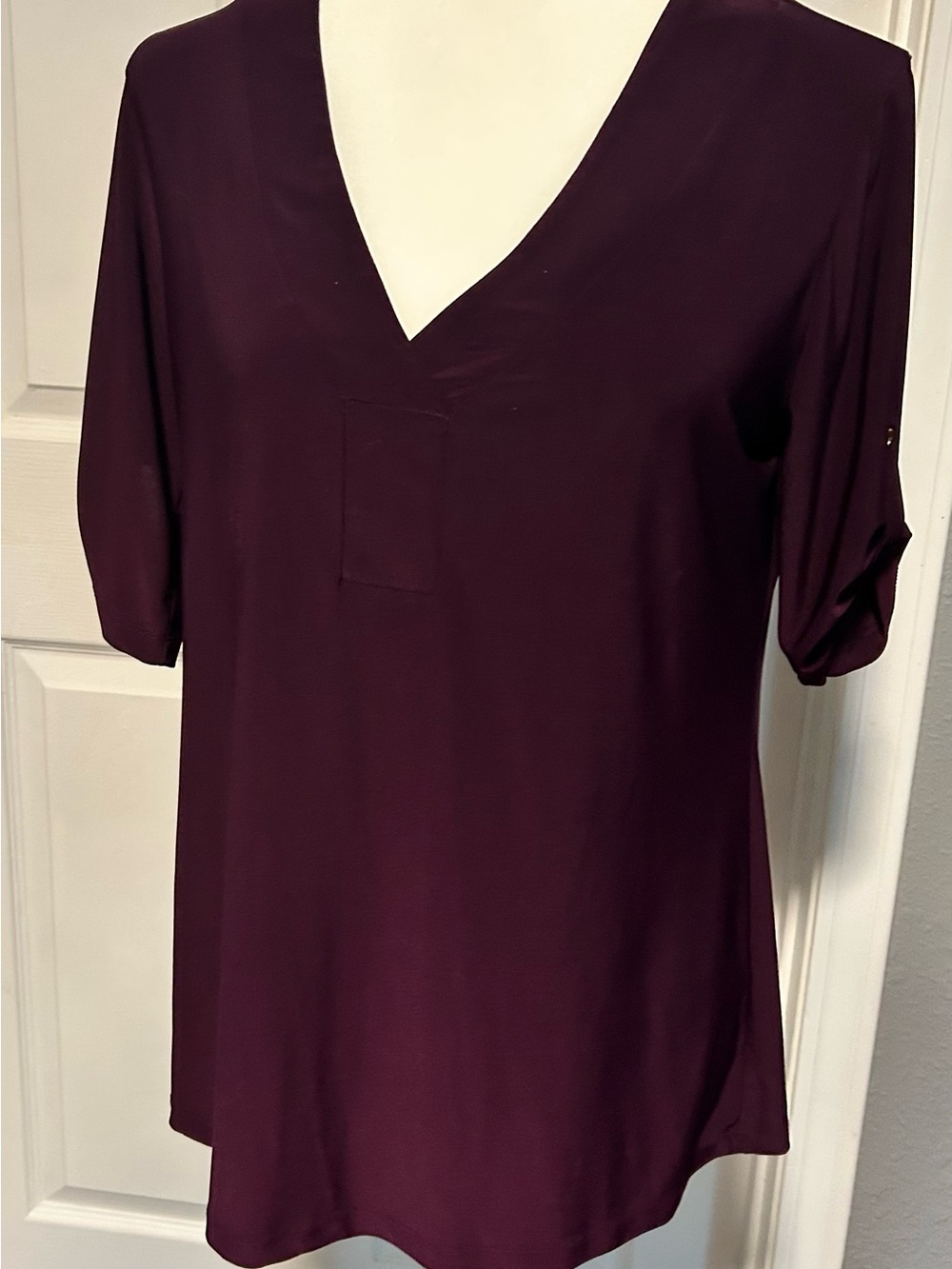PerSeption Concept Plum V-Neck Short Sleeve Tunic